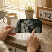 Save The Date Romantic ELEGANT Script Photo Wedding