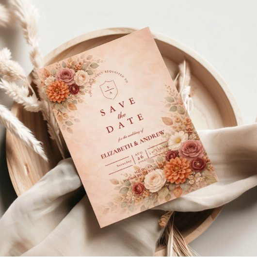 Save The Date Romantic Fall Floral Wedding