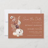 Save The Date Romantic Fall Terracotta Fleur sauvage Mariage (Devant)