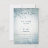 Save The Date Romantic Falling Snow Blue & White Sparkings (Devant)