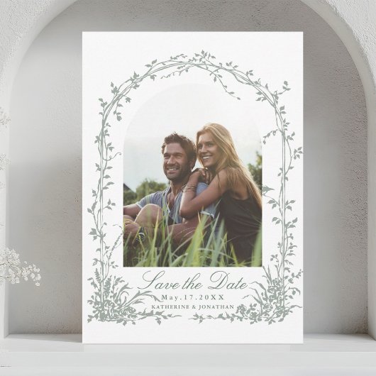 Save The Date Romantic Floral Arch Garden Wedding Photo