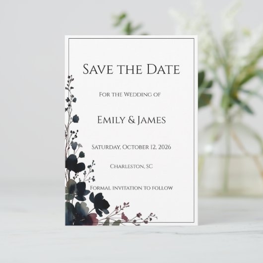 Save The Date Romantic Floral Wedding Soft Elegant (Debout devant)