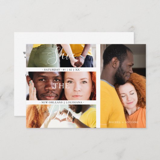 Save The Date Romantic Four Wedding Engagement Photos Collage (Devant / Derrière)