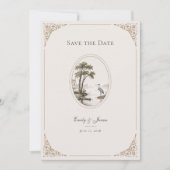 Save The Date Romantic French Heron Oval Frame Wedding (Devant)