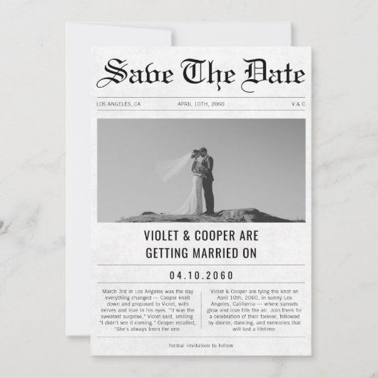 Save The Date Romantic Fun Photo journal Mariage unique (Devant)