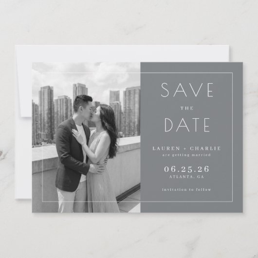 Save The Date Romantic Gray Minimalist Photo (Devant)