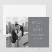 Save The Date Romantic Gray Minimalist Photo (Devant / Derrière)
