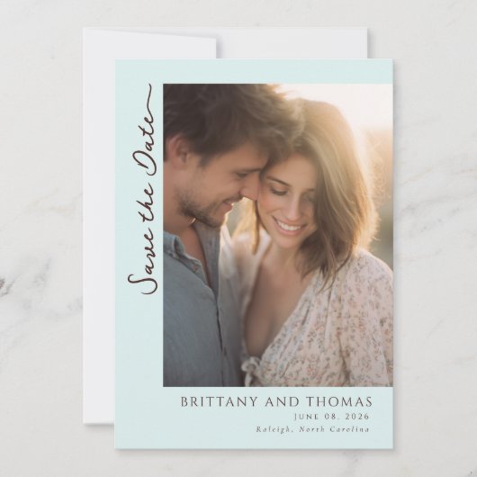 Save The Date Romantic Light Blue Photo (Devant)