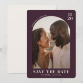 Save The Date Romantic Maroon Modern Photo (Devant / Derrière)