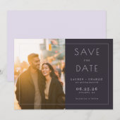 Save The Date Romantic Navy Minimalist Photo (Devant / Derrière)