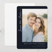 Save The Date Romantic Navy Photo (Devant / Derrière)