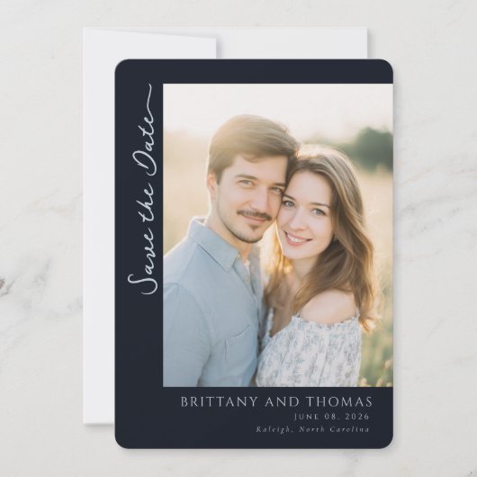 Save The Date Romantic Navy Photo (Devant)