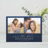 Save The Date Romantic Navy Photo Collage (Debout devant)