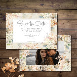 Save The Date Romantic Neutral Vintage Hydrangeas Mariage photo<br><div class="desc">Capturez l'essence de la romance intemporelle avec notre mariage exquis, enregistrez la carte de date. Fabriqué sur un arrière - plan crème vieilli, ce design présente des fleurs délicates d'hydrangée d'aquarelle dans des tons doux de crème et de beige, accentuées par des touches de rose pâle, de marron, de vert...</div>