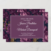 Save The Date Romantic Plum Floral Wedding Save Date (Devant / Derrière)