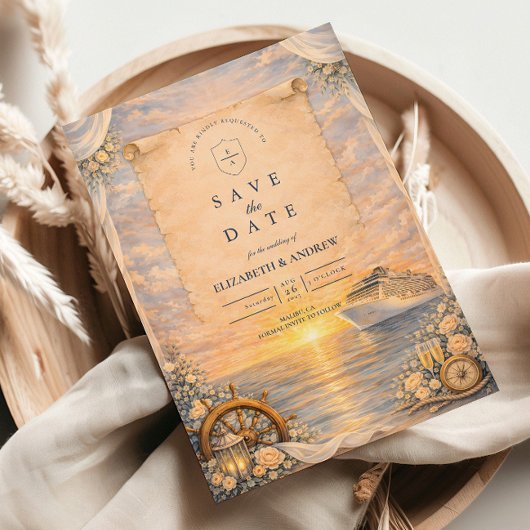 Save The Date Romantic Seaside Cruise Wedding