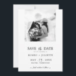 Save The Date Romantic Simple Black&White Photo Enregistrer la d<br><div class="desc">Cette simple carte d'annonce Save the Date est parfaite pour un mariage moderne et tendance. La composition de typographie chic et moderne attire l'attention et s'associe parfaitement avec une photo en noir et blanc. Modifiez tout le texte à l'aide du menu de personnalisation facile à utiliser. Si vous avez des...</div>