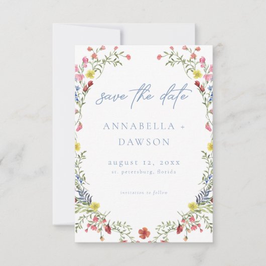 Save The Date Romantic Spring Wildflower Garden Wedding Photo (Devant)