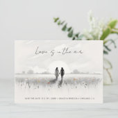 Save The Date Romantic Sweet Wildflowers Field Lesbian Couple (Debout devant)