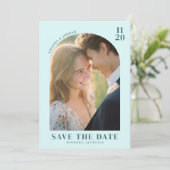Save The Date Romantic Teal Classic Photo (Debout devant)