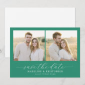 Save The Date Romantic Teal Minimalist Photo Collage (Devant / Derrière)