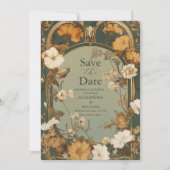 Save The Date Romantique Art Nouveau Botanique Cadre Mariage (Devant)