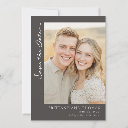 Save The Date Romantique Beige Photo Classique (Devant)