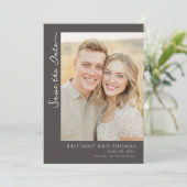 Save The Date Romantique Beige Photo Classique (Debout devant)