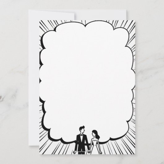 Save The Date Romantique Black & White Comic Book Mariage élégan (Dos)