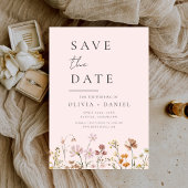 Save The Date Romantique Blush rose Fleurs sauvages Boho Enregis