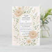 Save The Date Romantique Boho Peonies & verdure Mariage élégant (Debout devant)