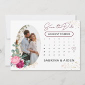 Save The Date Romantique Bourgogne Blush Rose Floral Enregistrer (Devant)