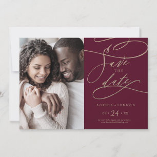 Save The Date Romantique Bourgogne Calligraphie