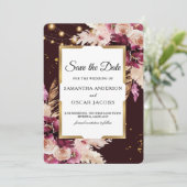 Save The Date Romantique Bourgogne et floral rose blush (Debout devant)