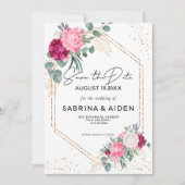 Save The Date Romantique BourgogneBlush rose Floral Enregistrer (Devant)