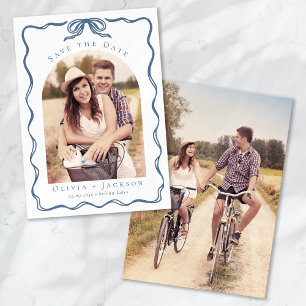 Save The Date Romantique Caprice Coquette Nœud Bleu Photo