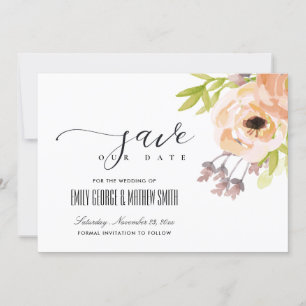 SAVE THE DATE ROMANTIQUE CHIC BLUSH ROSE PURPLE PURPLE FLORAL