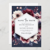 Save The Date Romantique Chic Bourgogne Mariage (Devant / Derrière)