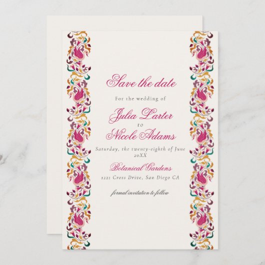 Save The Date Romantique classique Pearl Swan Mariage de cadre f (Devant / Derrière)