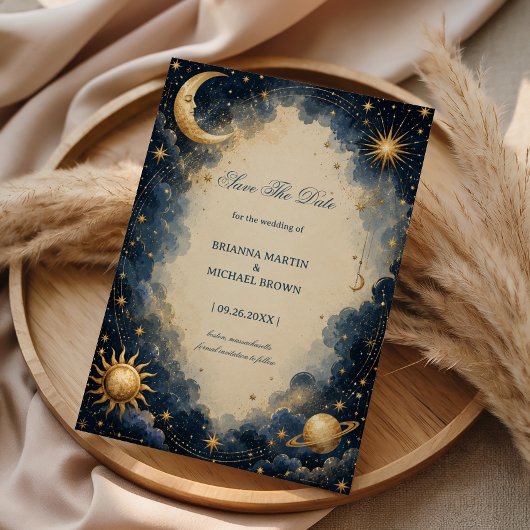 Save The Date Romantique Cosmique Vintage Céleste