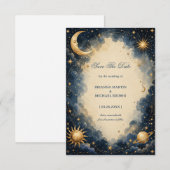 Save The Date Romantique Cosmique Vintage Céleste (Devant / Derrière)