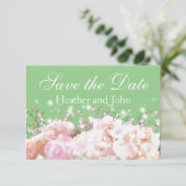 Save The Date Romantique dentelle blanche hydrangée roses roses (Debout devant)