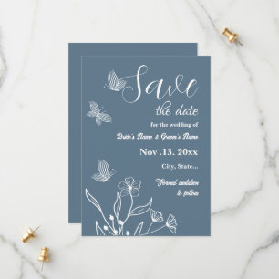 Save The Date Romantique élégant bleu foncé mariage
