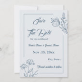 Save The Date Romantique élégant bleu foncé mariage (Devant)