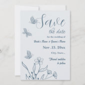 Save The Date Romantique élégant bleu foncé mariage (Devant)