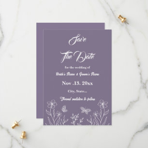 Save The Date Romantique élégant mariage floral mauve