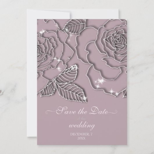 Save The Date Romantique élégant parties scintillant argent mari (Devant)