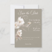 Save The Date Romantique Ethéal Neutre Beige Floral Mariage (Devant)