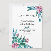 Save The Date Romantique Feminine Floral 40e anniversaire (Devant)