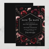 Save The Date Romantique Floral Bourgogne Mariage (Devant / Derrière)